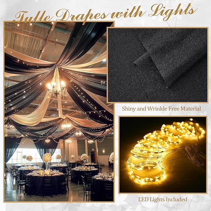 6 Panels Black Ceiling Curtains - Image 3