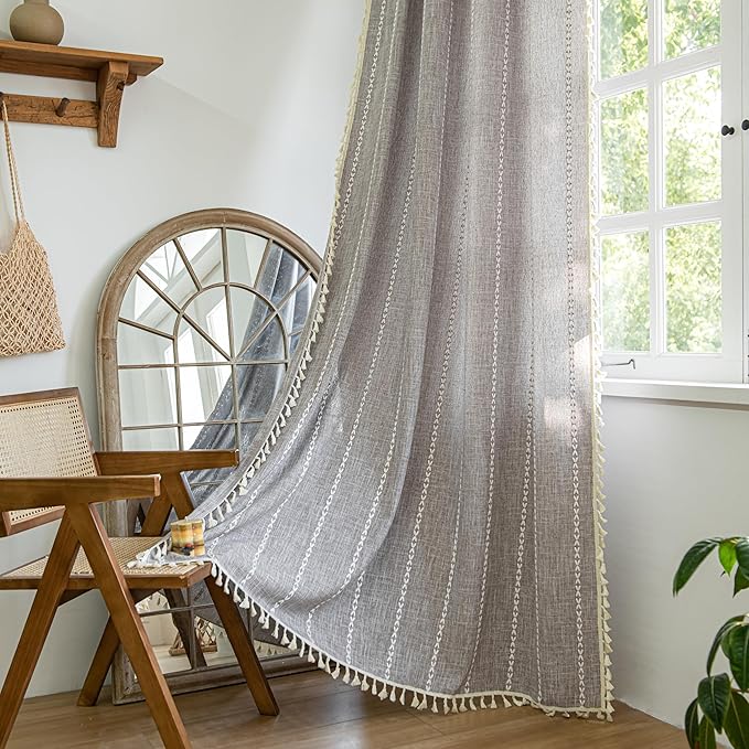 Sutuo Home Boho Curtains for Kitchen Bedroom Dining Room, Linen Farmhouse by SutuoHome