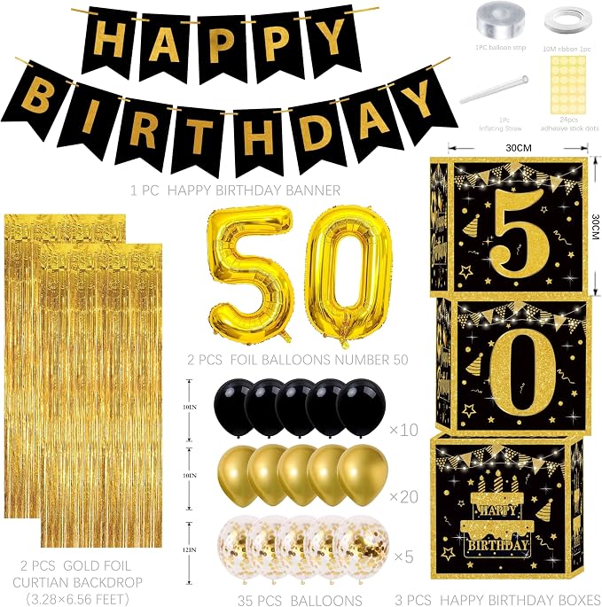 Gold 50th birthday decorations men - Image 2