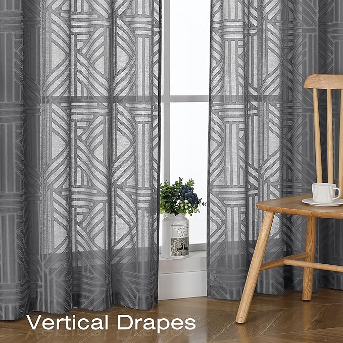 Simplebrand Grey Sheer Curtains 72 Inch Length 2 Panels - Image 5