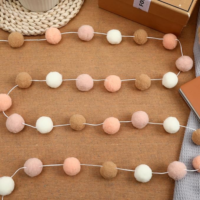 MARFOREVER 4 Pack 26.3 Ft Boho Pom Pom Garland Felt Ball Garland Decoration | - Image 5