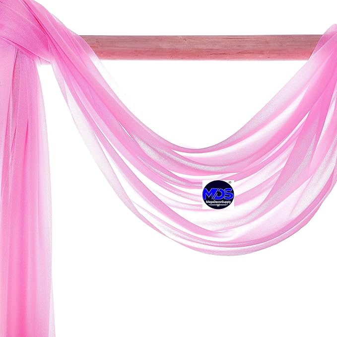 MDS Halloween Chiffon Draping Fabric - 1 Panel, 30" Wide x 30ft Long - Sheer Spooky Arbor & Canopy Drapery for Haunted House Backdrops, Party Ceilings, DIY Costumes & Themed Events - Bubblegum Pink