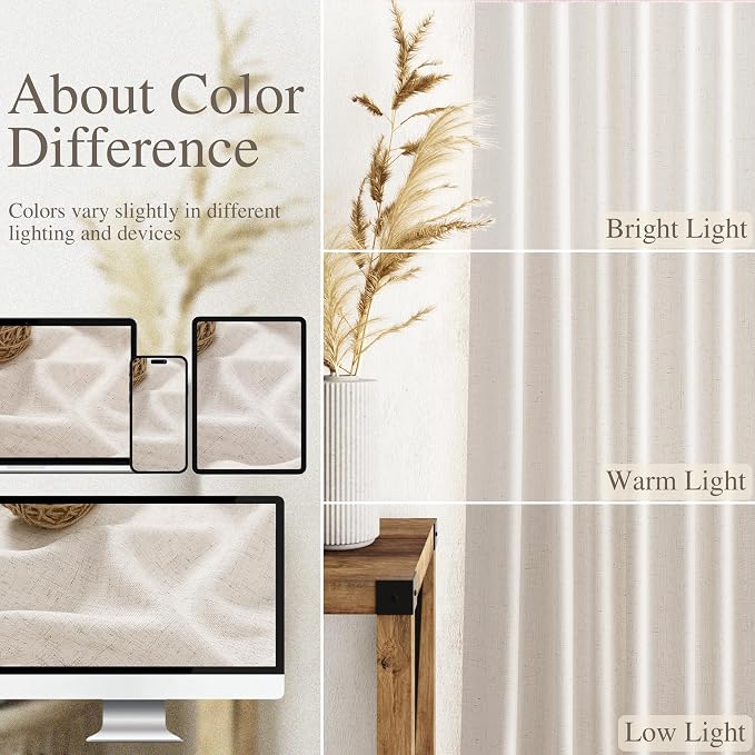 Beige Linen Curtains 80 inches Long - Image 4