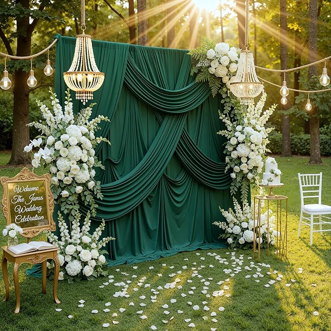 40ft x 10ft Wrinkle Free Hunter Green Backdrop Curtains - Image 7