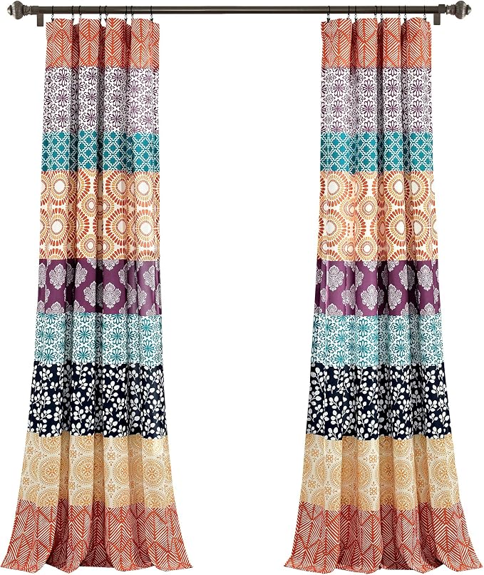 Lush Decor Bohemian Stripe Window Curtain Panels, Pair 52" W x 108" L Fuchsia & - Image 8