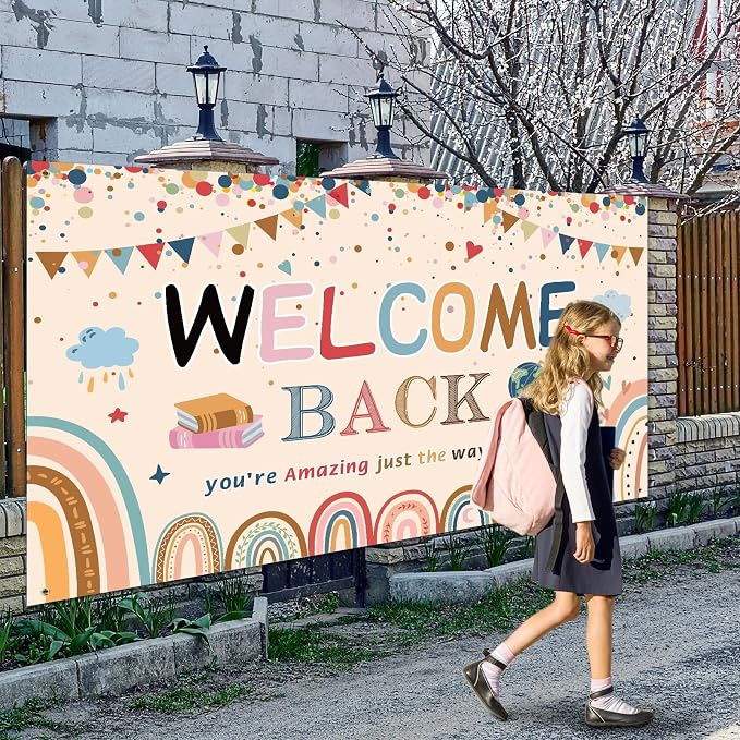 Tatuo Welcome Back to School Banner First Day of School Backdrop Banner Large - Image 6