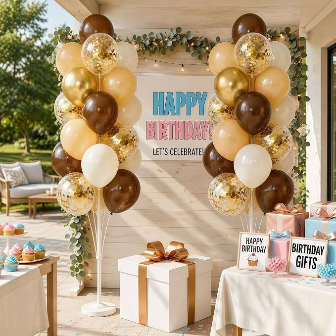 Hiins Brown Gold Balloon Stand Kit Set of 2 - Image 7
