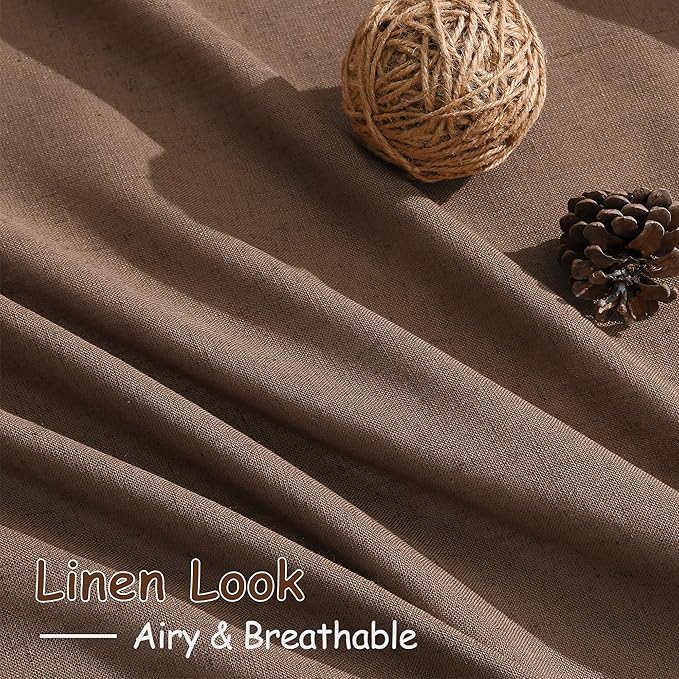 Caramel Brown Curtains 100 Inches Long 2 Panels Set Back Tab Linen Extra Long - Image 5