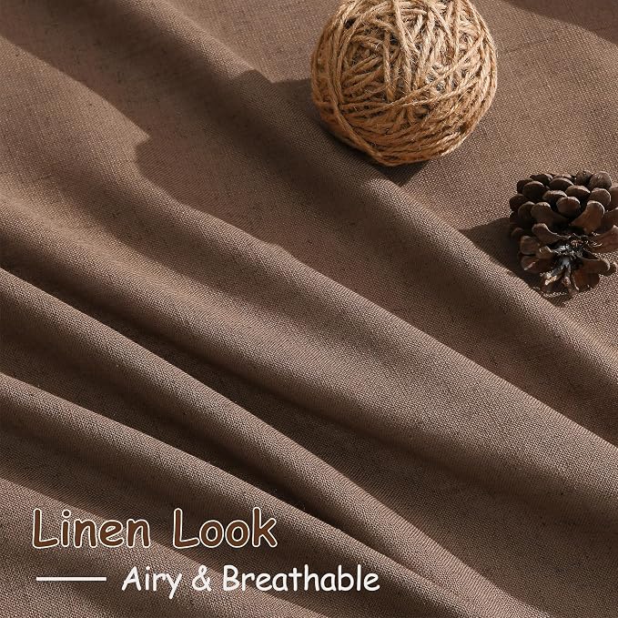 Caramel Brown Linen Curtains 96 Inches Long - Image 4