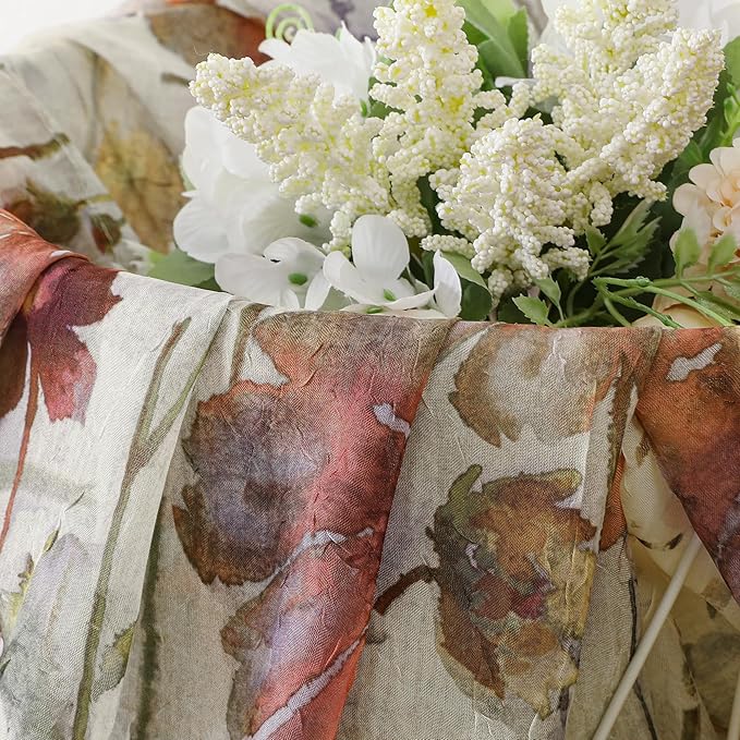 OWENIE Crushed Sheer Curtains 96 Inches Long 2 Panels Set, Sheer Floral - Image 6