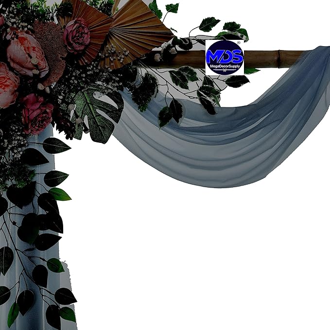 MDS Halloween Chiffon Draping Fabric - 1 Panel, 30" Wide x 100ft Long - Sheer Spooky Arbor & Canopy Drapery for Haunted House Backdrops, Party Ceilings, DIY Costumes & Themed Events - Dusty Blue