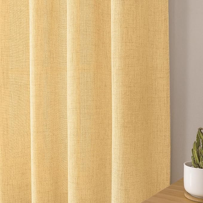 Tollpiz Linen Tier Curtains Rod Pocket Semi Sheer Short Kitchen Curtain Half - Image 8