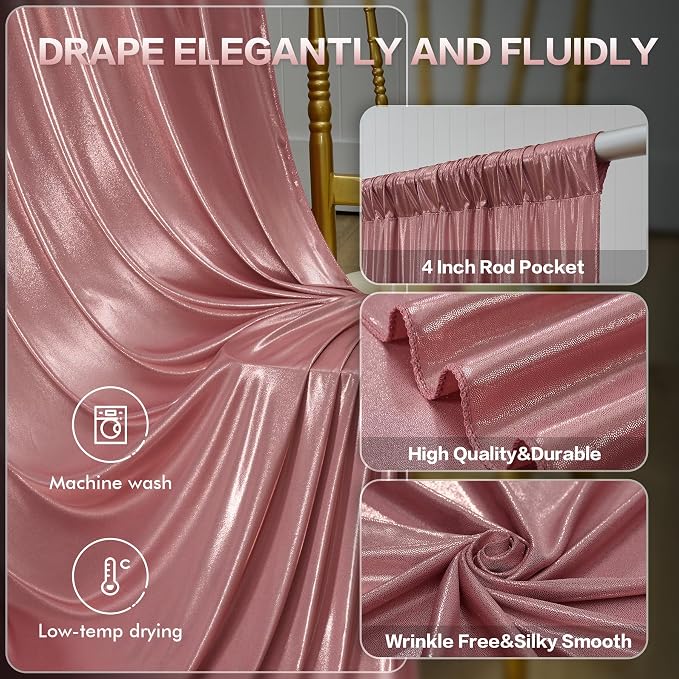 gogoparti 20x10FT Rose Gold Sequin Backdrop Curtain - Image 3