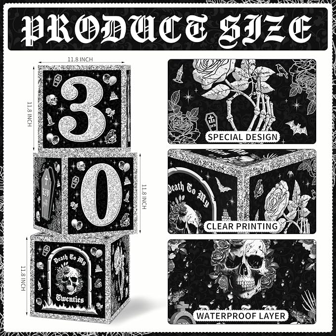 Death to My 20s 30th Birthday Balloon Boxes, Paper and Plastic, Includes 3 Pcs - Image 2