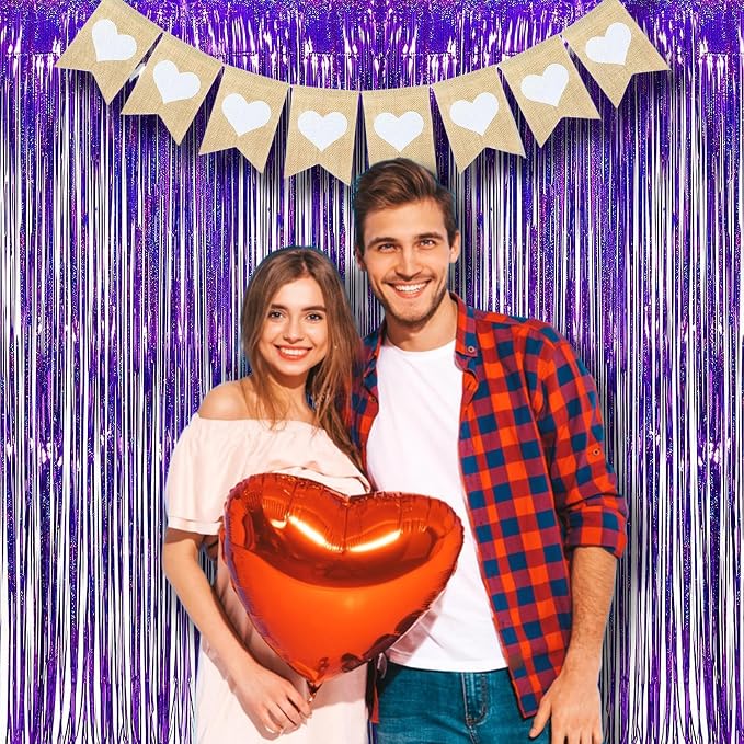 BRAVESHINE Purple Foil Fringe Curtains | Party Streamers Backdrop | 3.2x8.2ft - Image 2