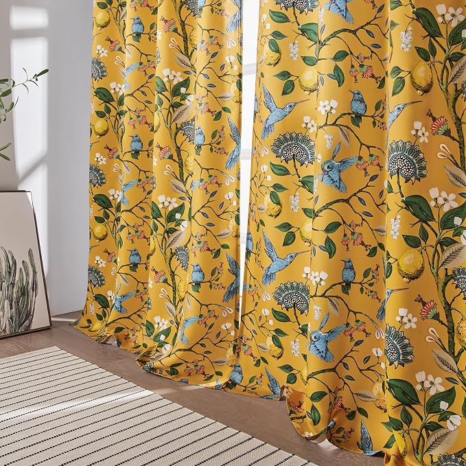Extra Long 108 Inches Curtains for Large Window Luxury Mustard Yellow Floor To - Image 8