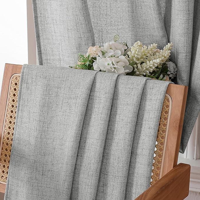 Tollpiz Linen Tier Curtains Rod Pocket Semi Sheer Short Kitchen Curtain Half - Image 5