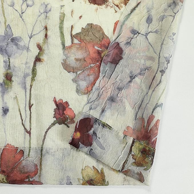 Crushed Sheer Curtains 63 Inches Length 2 Panels Set, Sheer Floral Curtians - Image 7
