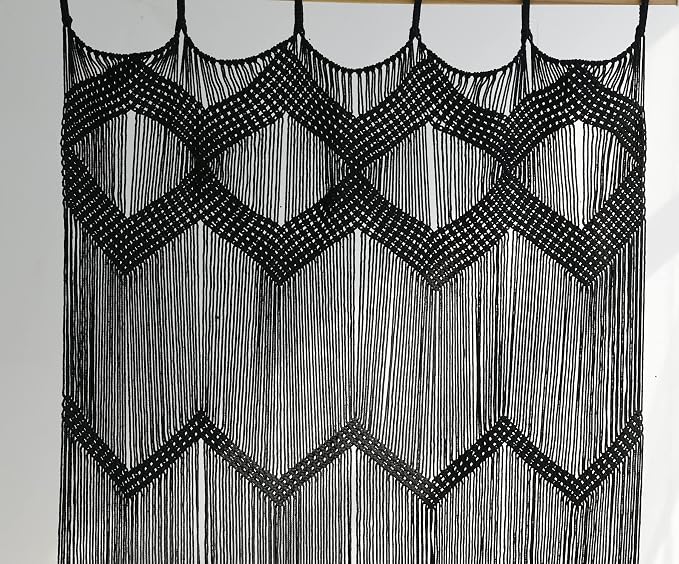 Macrame Curtain Handmade Black Boho Doorway window Divider 42"W*76"L | Soft - Image 4