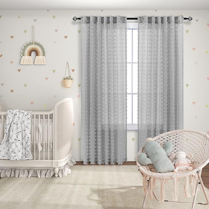 KOUFALL 63 Inch Length 2 Panels Light Grey Curtains - Image 4