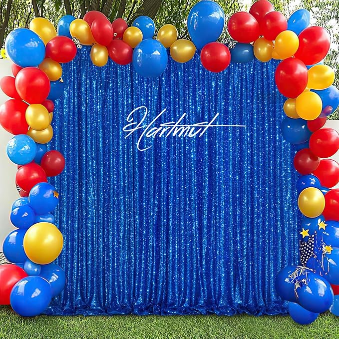 Navy Blue Sequin Backdrop Curtains, 2 Panels 4FTx8FT Blue Curtain Backdrop - Image 4