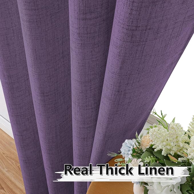 Tollpiz Short Linen Tier Curtains Rod Pocket Semi Sheer Half Kitchen Curtain - Image 3