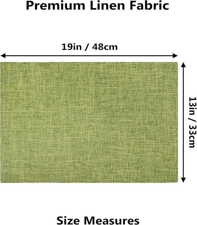 Demetex Placemats Set of 6 Green Decorative Table Mats Modern Linen Placemats - Image 2