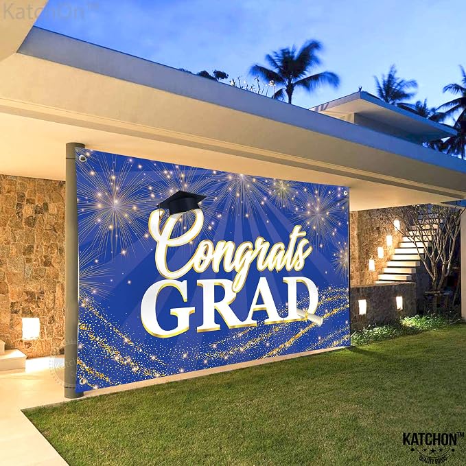 KatchOn Graduation Decorations 2026 Congrats Grad Banner 72x44 Inch | Blue - Image 9