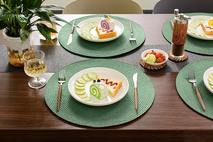 FunWheat Round Braided Placemats Set of 6 Table Mats - Image 6