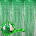 Voircoloria Laser Green Foil Fringe Backdrop Curtains, 3 Pack | Tinsel Streamers by Voircoloria