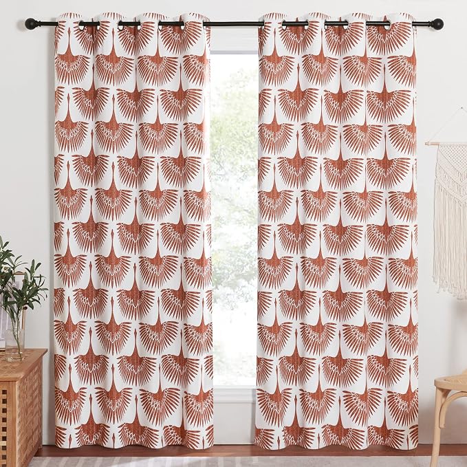 KGORGE Blackout Curtains Geometric Bird Pattern Farmhouse L 63" by KGORGE