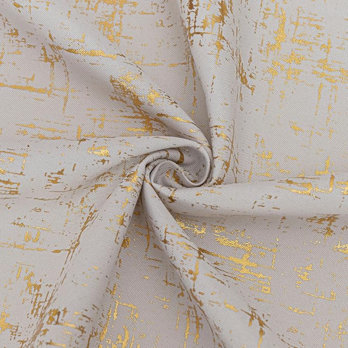 Taisier Home Gold Foil Print Linen Textured Curtains Geometric Dots Pattern - Image 6