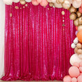 ShinyBeauty Sequin Curtain Fuchsia 4FTx8FT Sequin Photo Backdrop Hot Pink Sequin Backdrop Curtain Glitter Photography Backdrop Bridal Shower Backdrop for Wedding