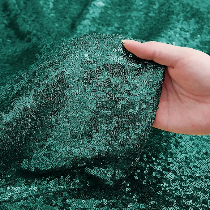 Sugargirl Dark Green Sequin Backdrop Curtain 3 Panels 2FTx8FT Glitter Dark - Image 4