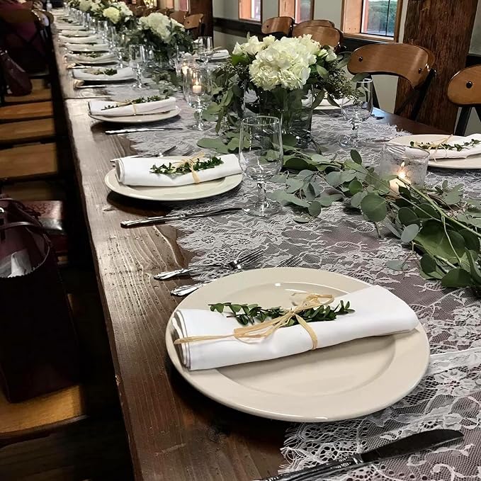 3 Pcs White Lace Table Runner 14 x 120 Inch Embroidered Boho Table Runner - Image 6