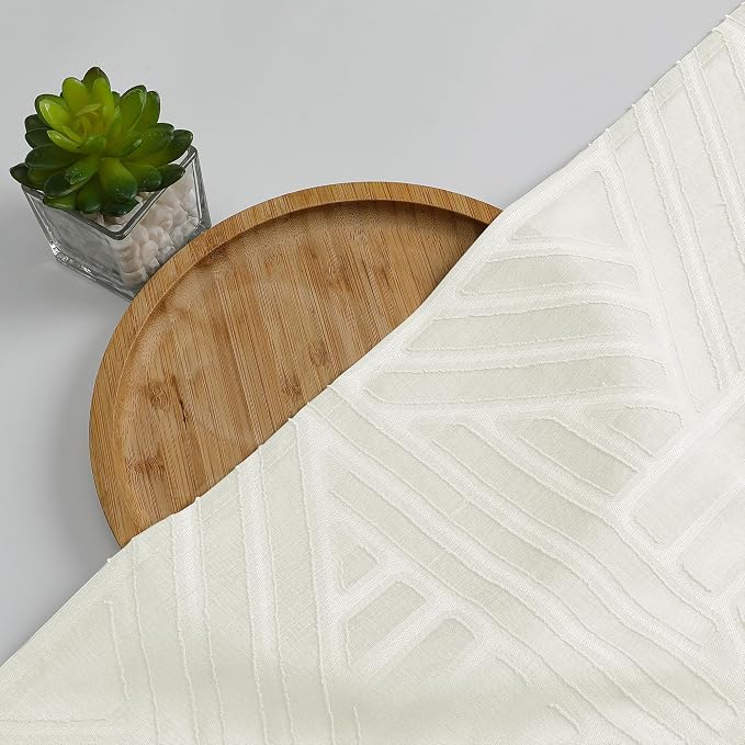 Simplebrand Sheer Ivory Kitchen Curtains 24 Inch Length Tier Curtains 2 Panels - Image 7