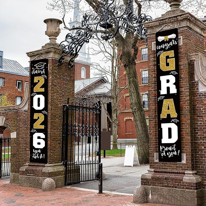 Graduation Decorations 2026 Banner Porch Sign Black Gold - Image 5
