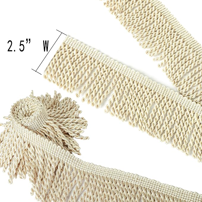 BEL AVENIR Bullion Fringe Trim Curtain Fringes 5/10 Yard x 2.5 Inches Sewing - Image 3