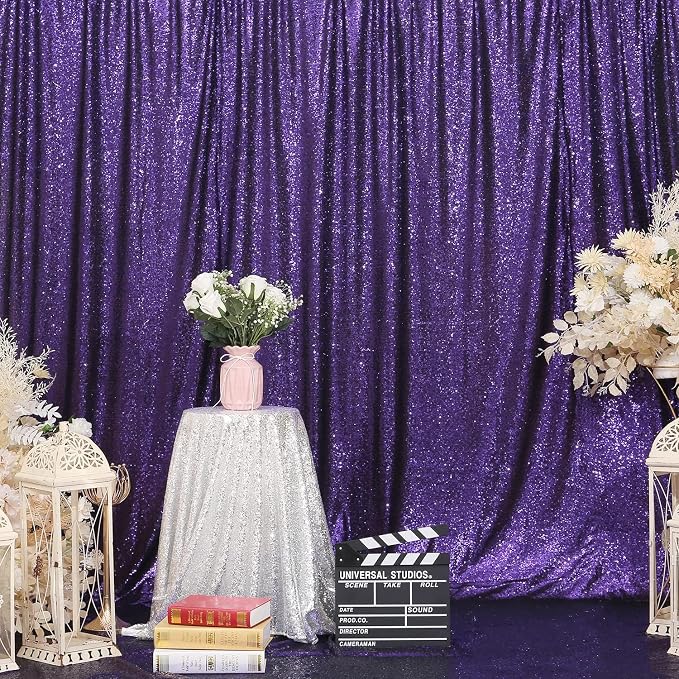 Poise3EHome Purple Sequin Backdrop, 6Ft x 8Ft Glitter Photography Background - Image 4