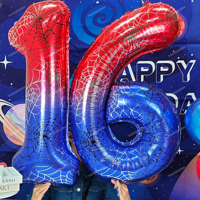40 IN Red Blue Gradient Number 1 Balloon Large Digital 1 Foil Balloon | - Image 5