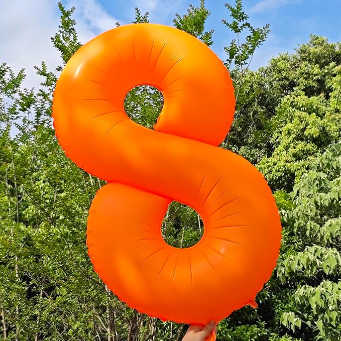 Orange Birthday Number 6 Balloon 40 inch Fluorescent Orange Number 6 | Helium - Image 6