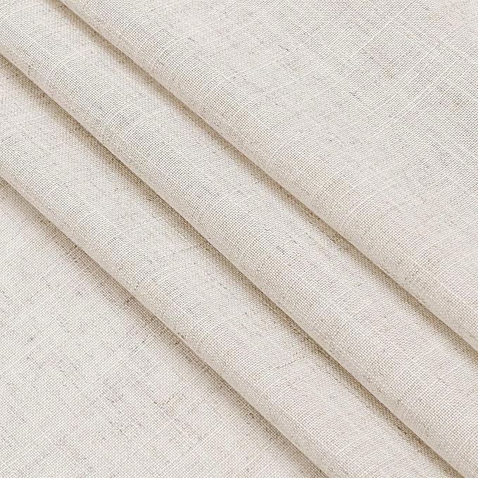 Beige Linen Curtains 84 Inch Length 2 Panels Back Tab Rod Pocket Semi Sheer - Image 6