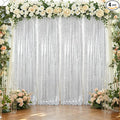ShinyBeauty 4 Panels Silver Sequin Backdrop Curtains 2x8ft Birthday Party | by ShinyBeauty