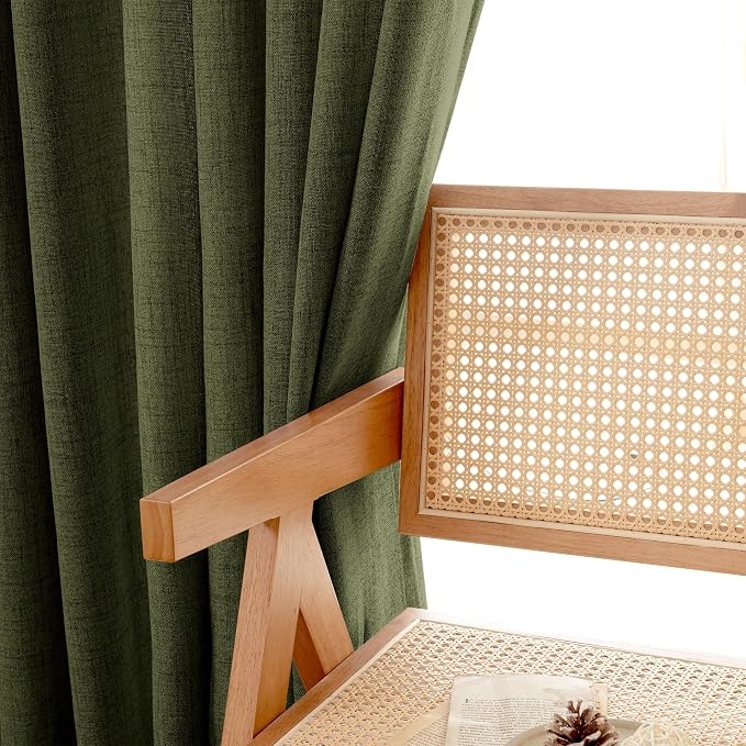 YoungsTex Olive Linen Curtains 48 Inch Length 2 Panels - Image 7