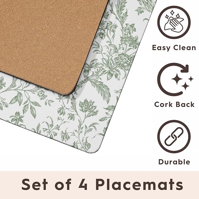 Laura Ashley Cork Placemats, 16 x 12-inch, Natalie | Ideal - Image 3