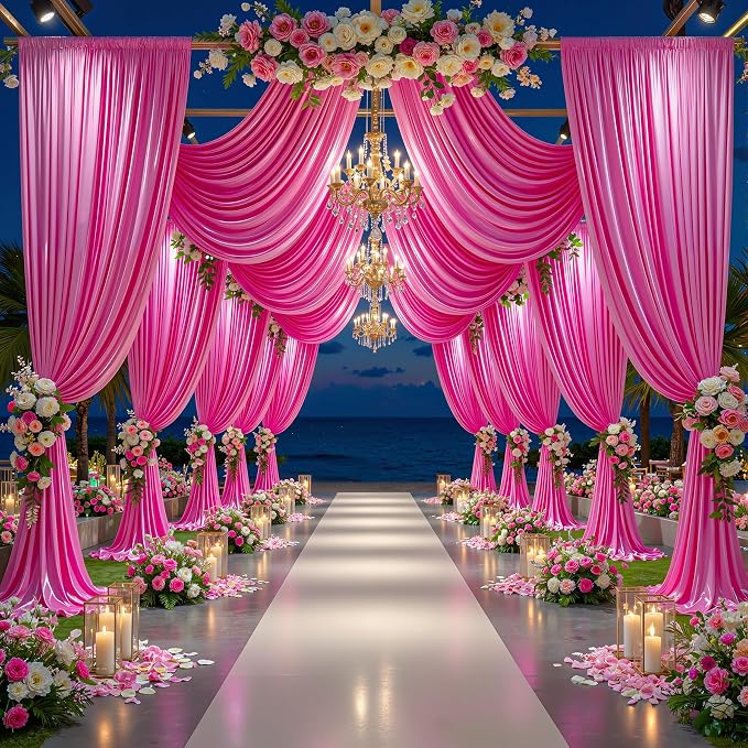 40x10ft Hot Pink Glitter Backdrop Curtain - Image 3