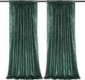 Emerald Green Sequin Backdrop Curtains Party Glitter Drapes 2 Pcs 2FTx8FT | by B-COOL