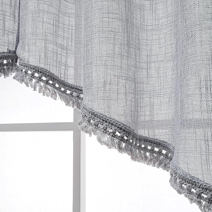 Beda Home Tassel Linen Textured Swag Curtain Valance - Image 4