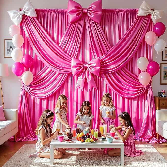 40x10ft Hot Pink Glitter Backdrop Curtain - Image 6