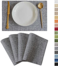 Demetex Grey Placemats Set of 4 Farmhouse Heat Resistant Linen Table Place Mats by DEMETEX